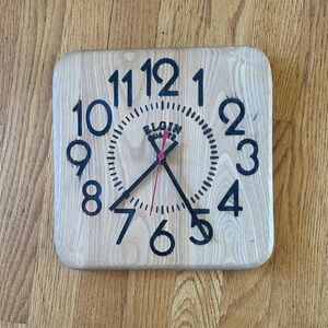 Natural Wood Wall Clock with Black Numerals